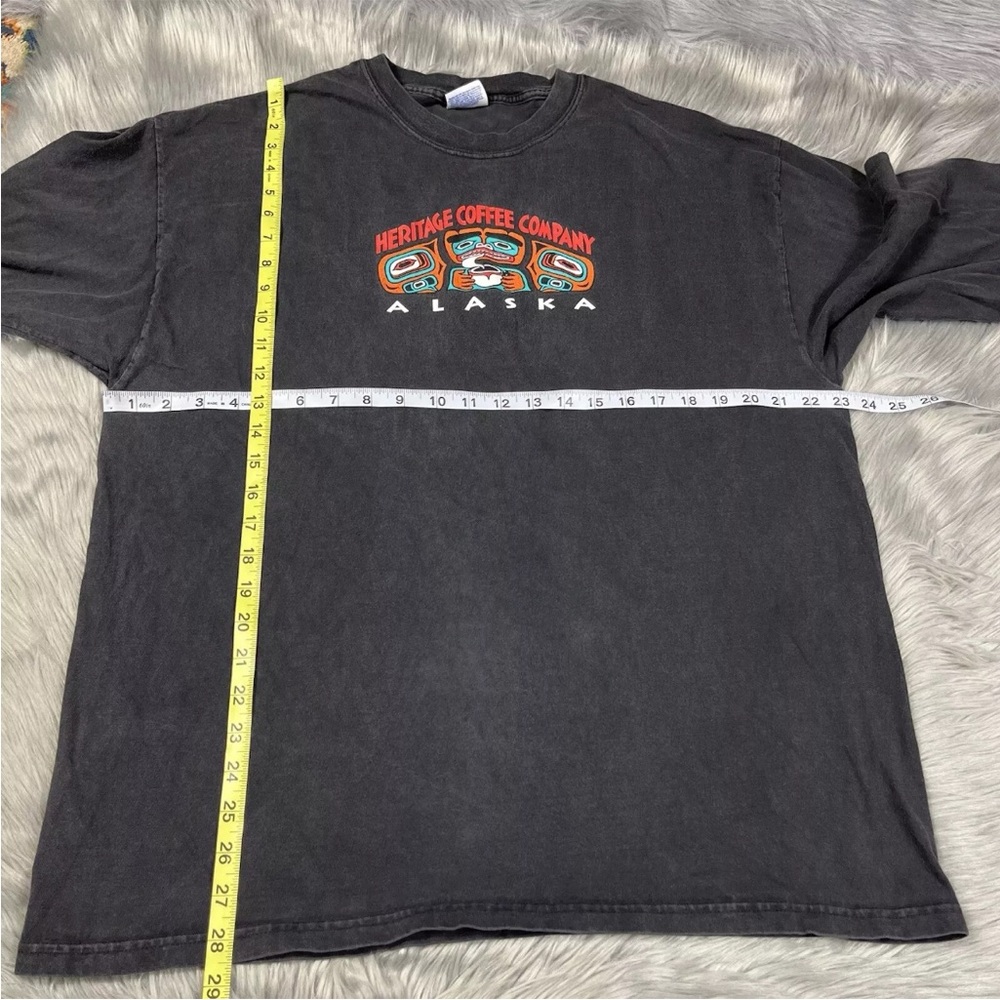 Vintage 90s Heritage Coffee Company Alaska Native Long Sleeve Black Shirt - Picture 2 of 12
